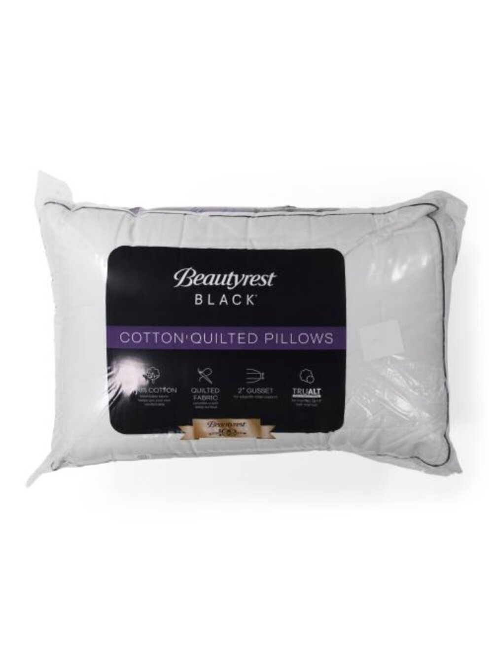 BEAUTY REST BLACK 2pk 18x26 Cotton Gusseted Quilted Pillows